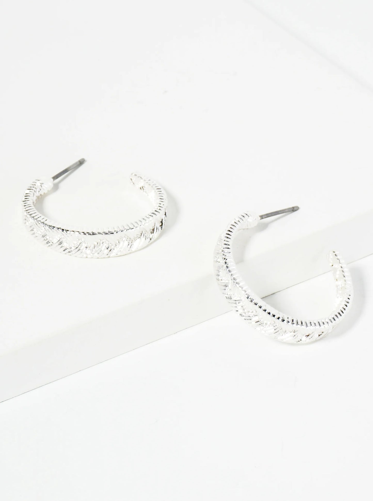 Woven Textured 25mm Open Hoop Earrings