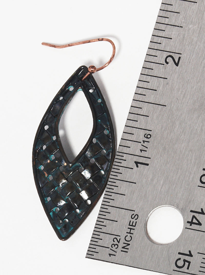 Woven Textured Metal Marquise Dangle Drop Earrings