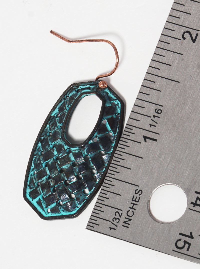 Woven Textured Metal Moroccan Shape Fish Hook Dangle Drop Earrings