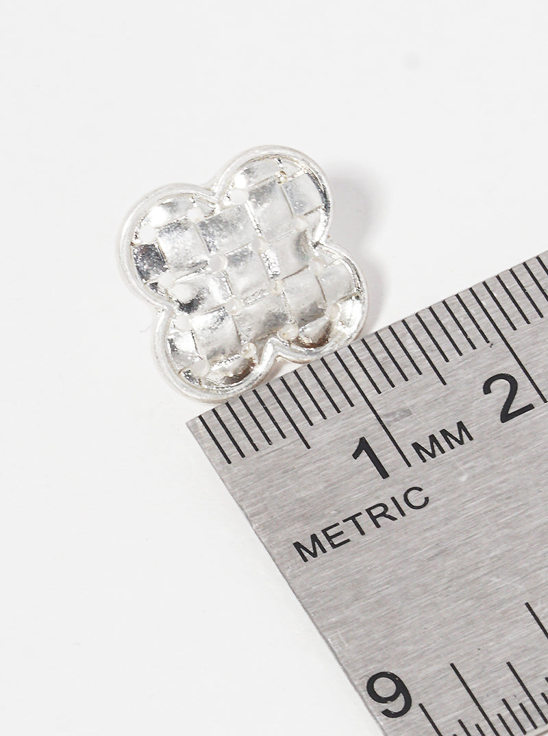 Woven Textured Metal Quatrefoil Post Stud Earrings