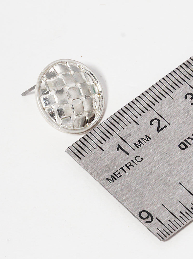 Woven Textured Metal Round Post Stud Earrings
