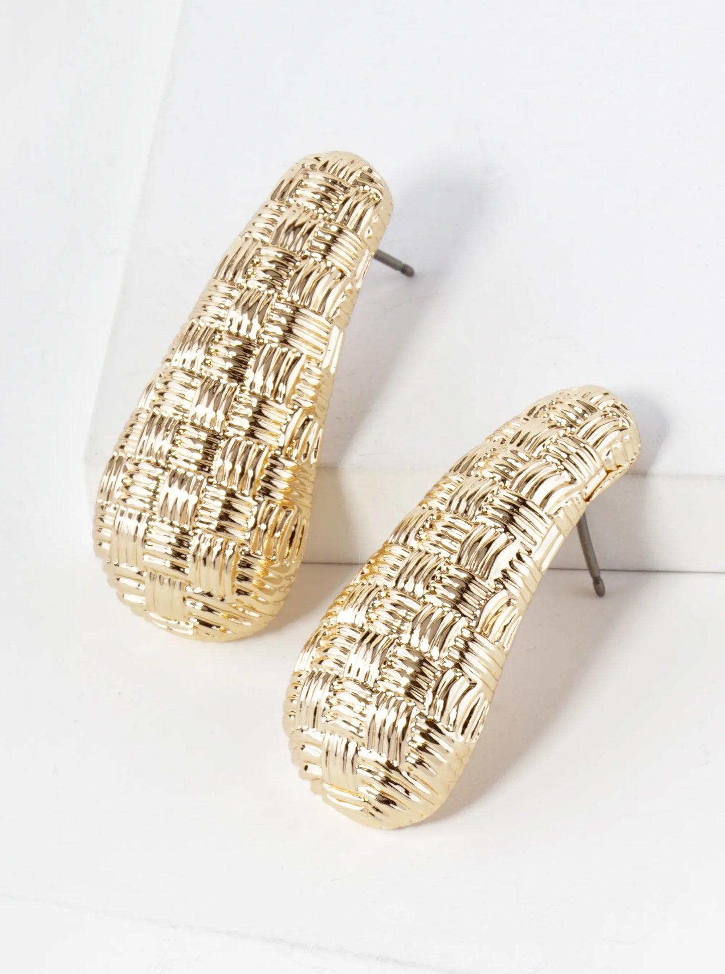 Woven Textured Teardrop Post Earrings