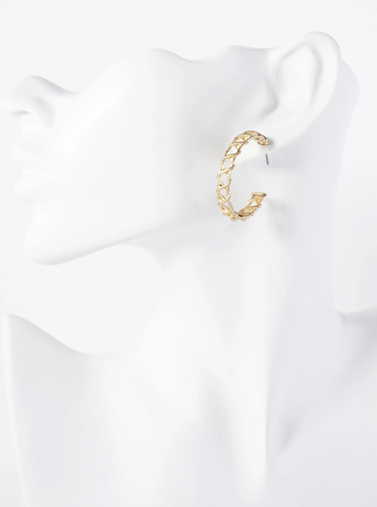 Wrapped Wire Detail 30mm Metal Open Hoop Earrings