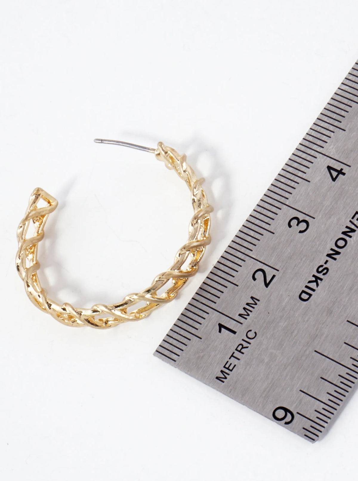 Wrapped Wire Detail 30mm Metal Open Hoop Earrings