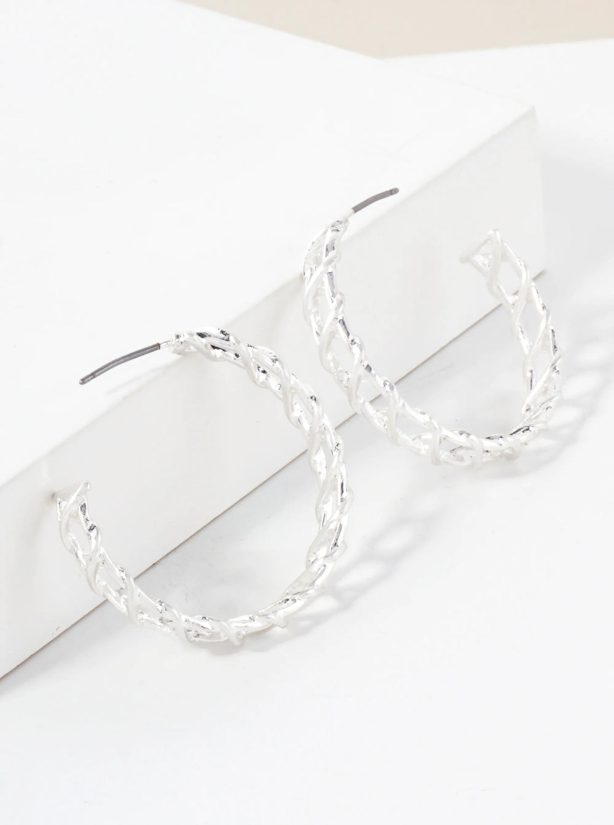 Wrapped Wire Detail 30mm Metal Open Hoop Earrings