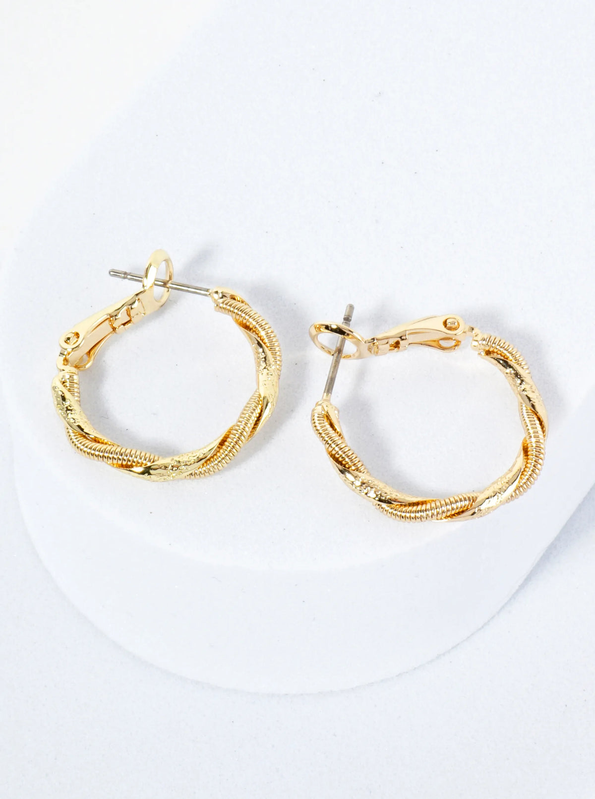 Wrapped With Snake Chain 14K-Gold-Dipped 20mm Latch-Back Hoop Earrings