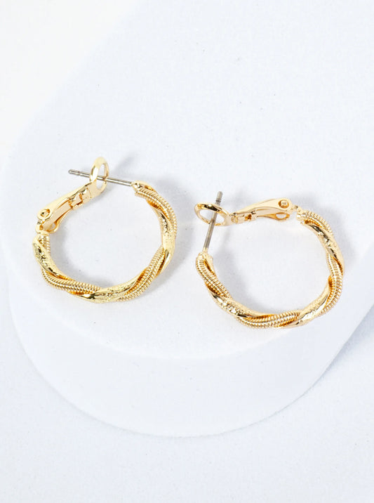 Wrapped With Snake Chain 14K-Gold-Dipped 20mm Latch-Back Hoop Earrings
