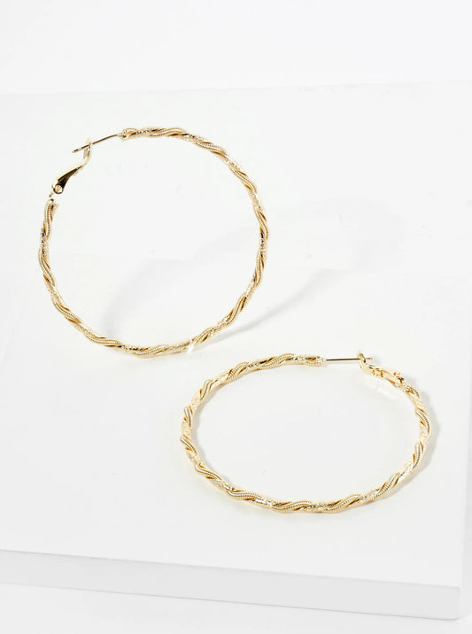 Wrapped With Snake Chain 14K-Gold-Dipped 50mm Latch-Back Hoop Earrings