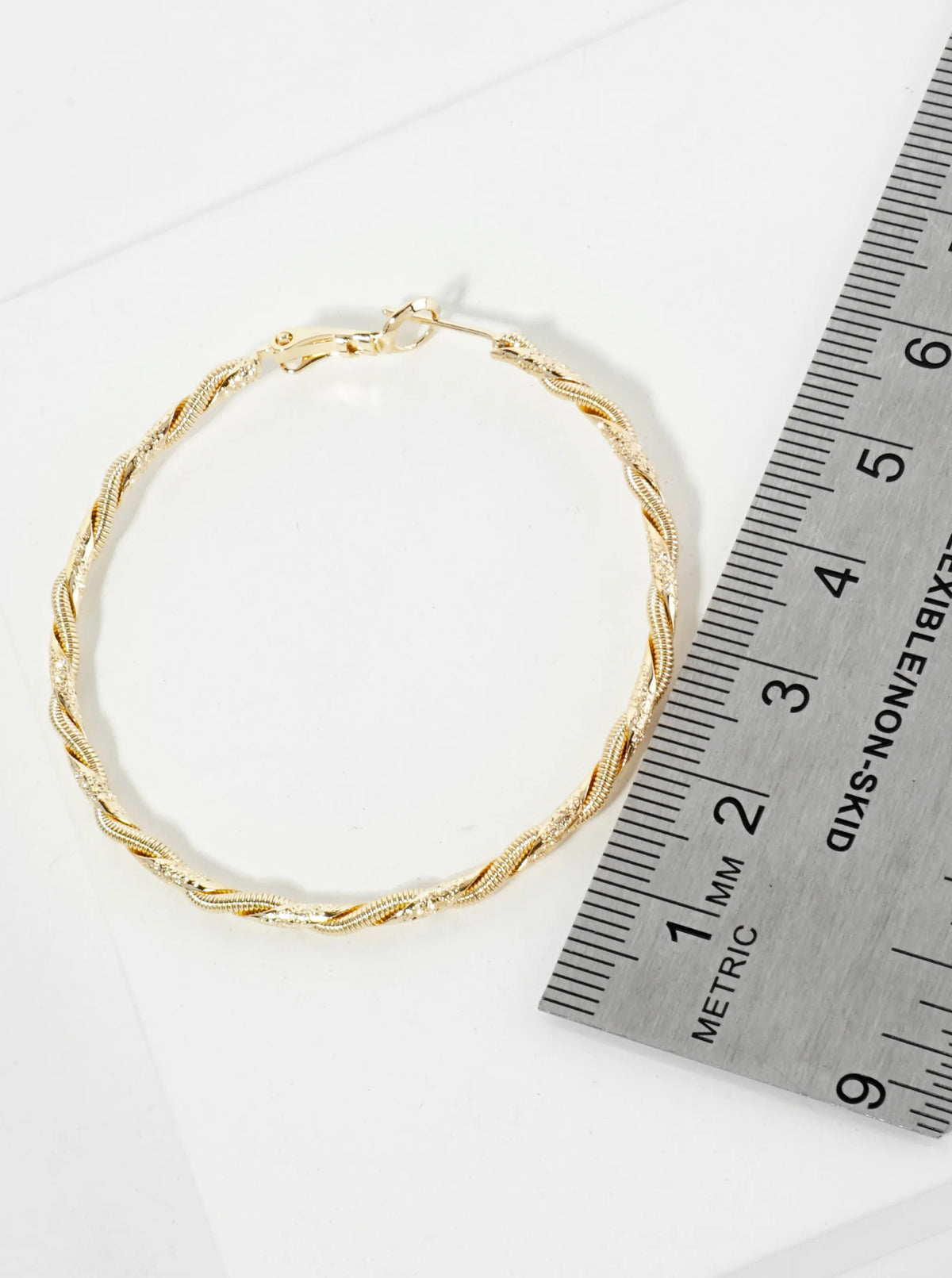 Wrapped With Snake Chain 14K-Gold-Dipped 50mm Latch-Back Hoop Earrings