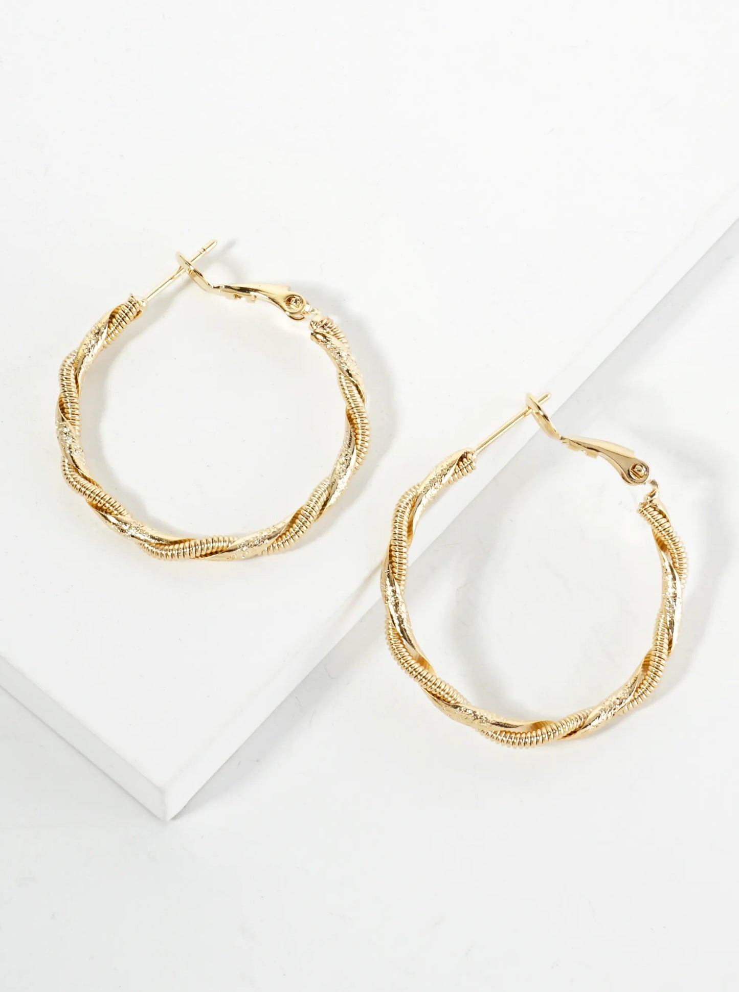 Wrapped With Snake Chain 30mm Latch Back Hoop Earrings