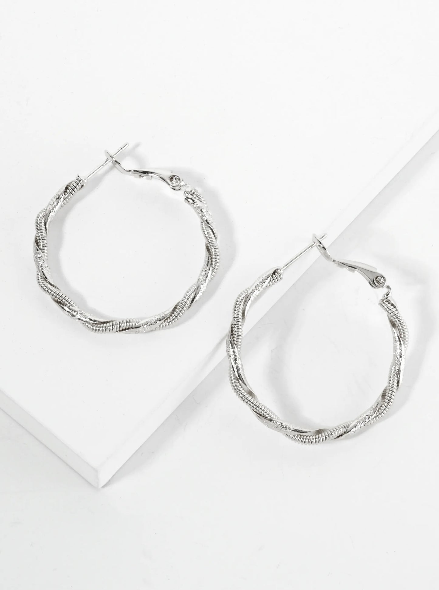 Wrapped With Snake Chain 30mm Latch Back Hoop Earrings