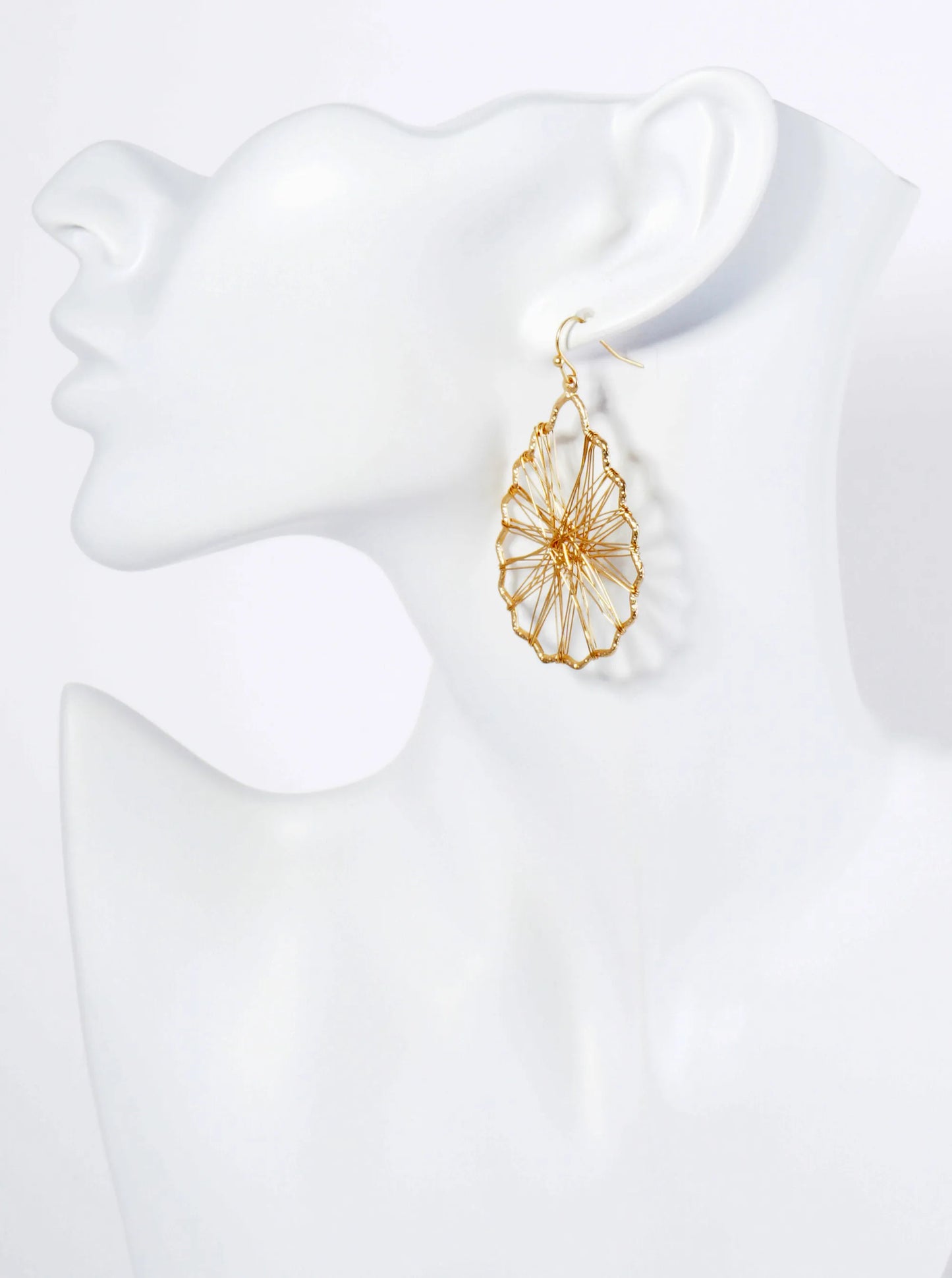 Wrapped With Wire Textured Metal Teardrop Dangle Earrings