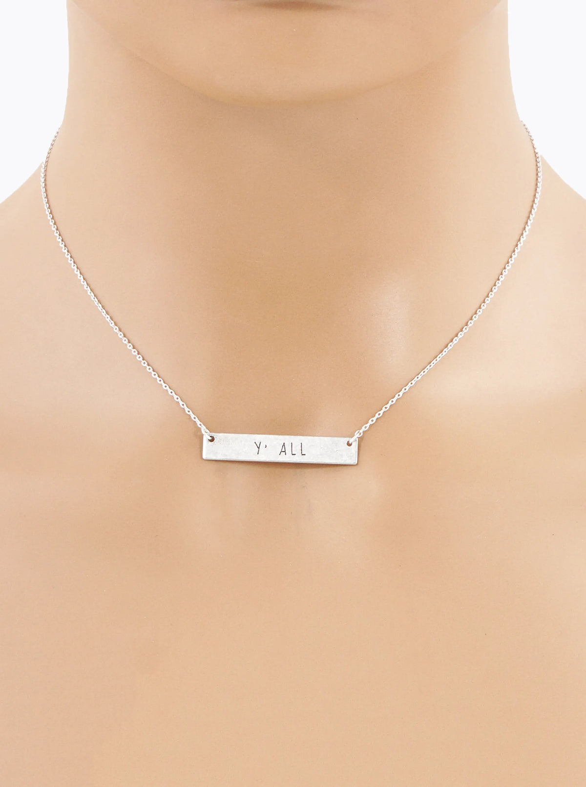 You All Engraved Horizontal Bar Pendant Necklace