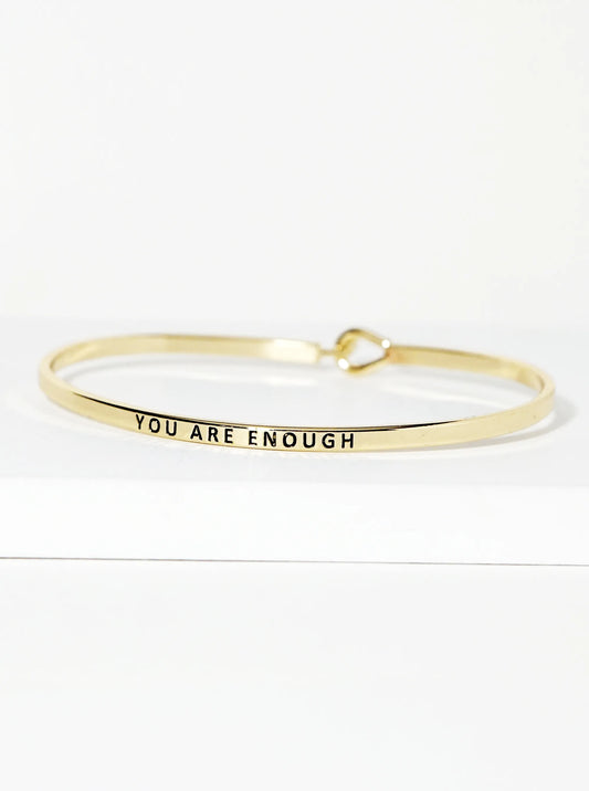 You Are Enough Engraved Inspirational Bangle Bracelet