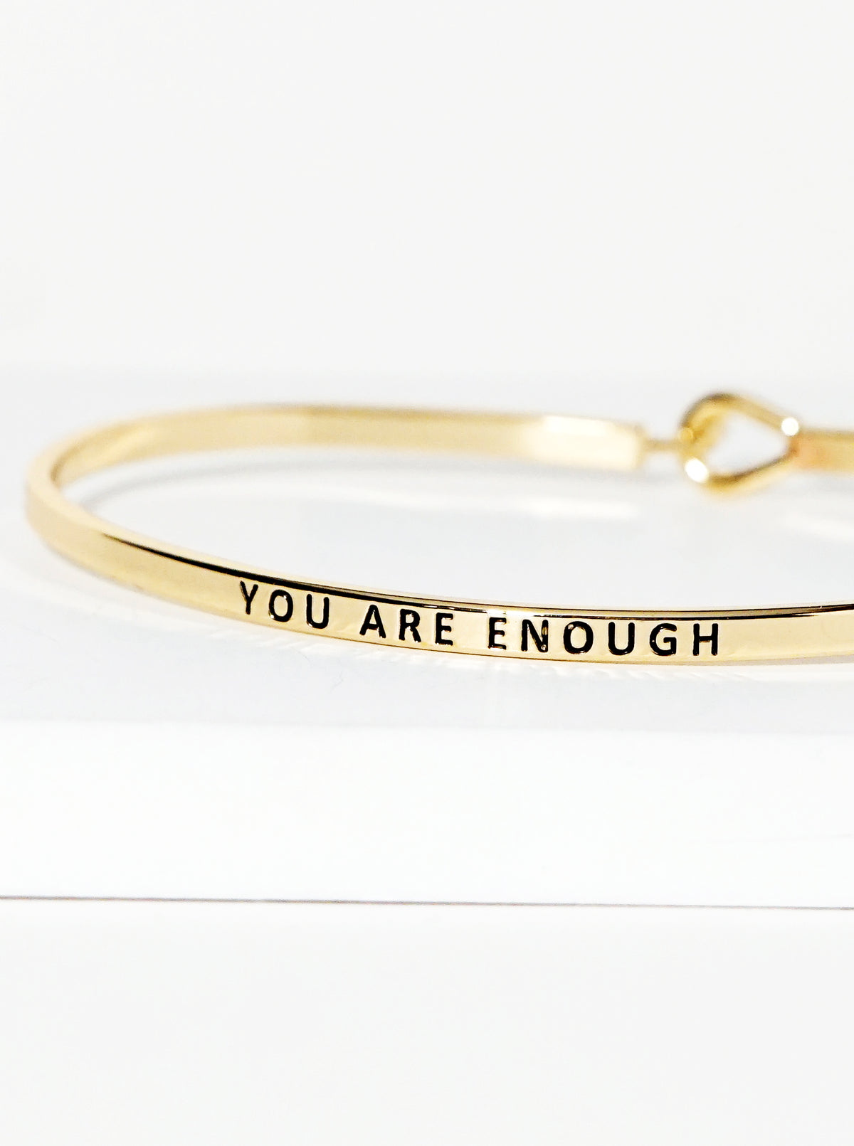 You Are Enough Engraved Inspirational Bangle Bracelet