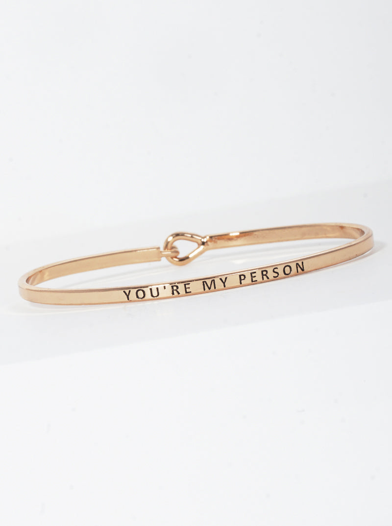You Are My Person Engraved Inspirational Bangle Bracelet
