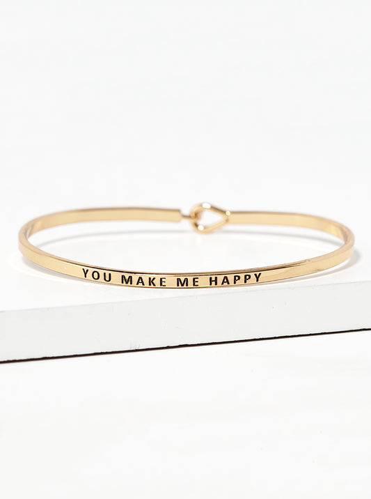 You Make Me Happy Engraved Inspirational Bangle Bracelet