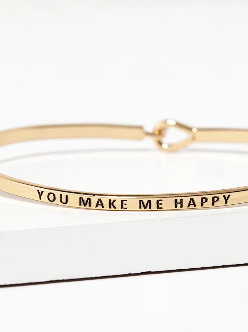 You Make Me Happy Engraved Inspirational Bangle Bracelet