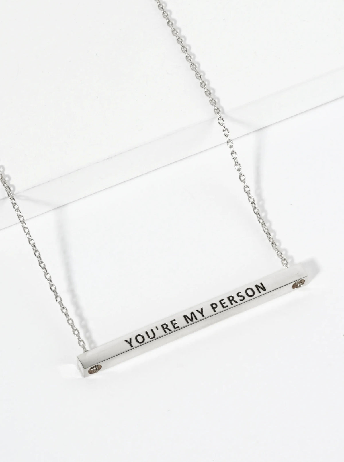 You Are My Person Engraved 18K Gold Dipped Horizontal Brass Bar Pendant Inspirational Necklace