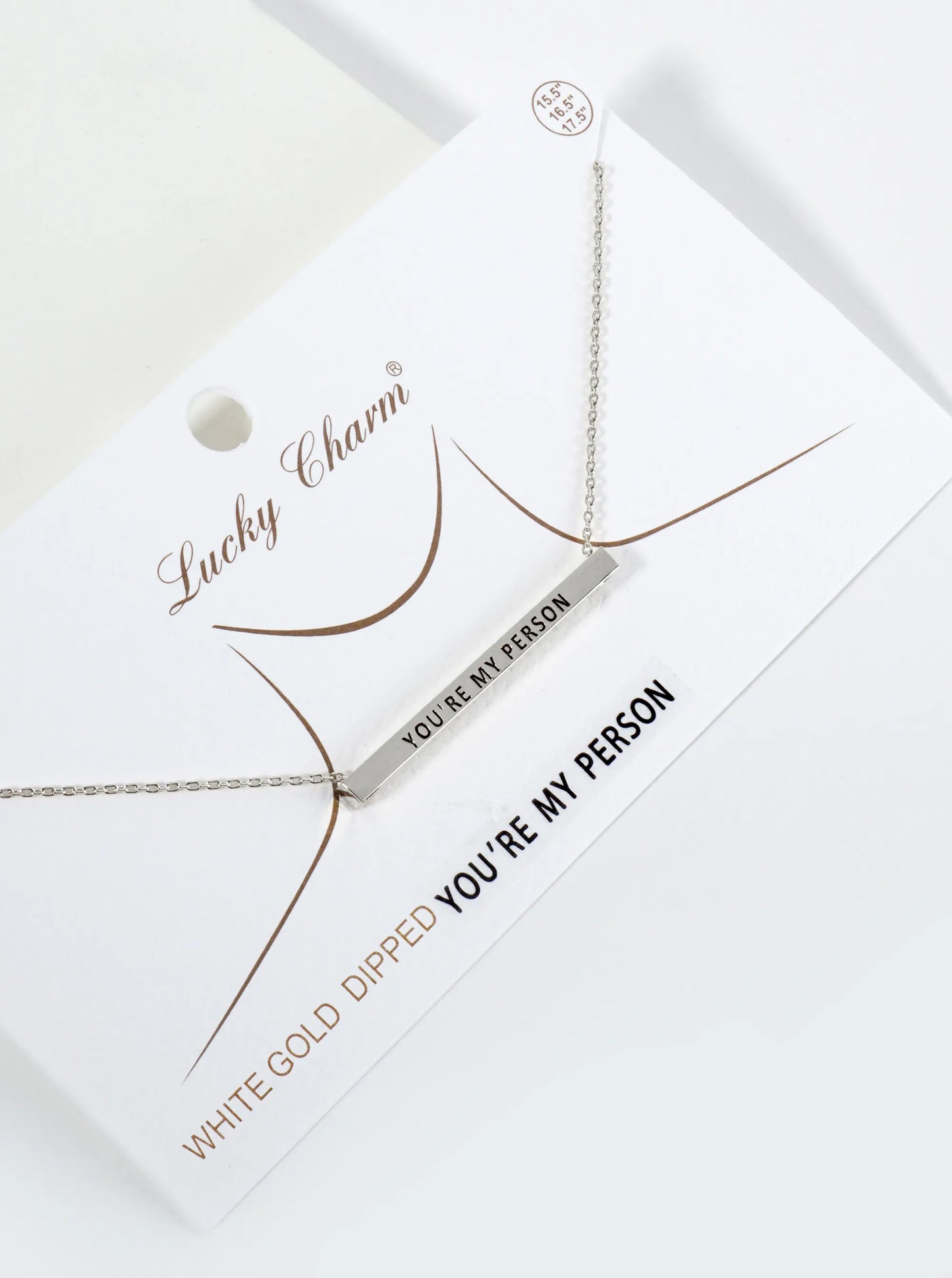 You Are My Person Engraved 18K Gold Dipped Horizontal Brass Bar Pendant Inspirational Necklace