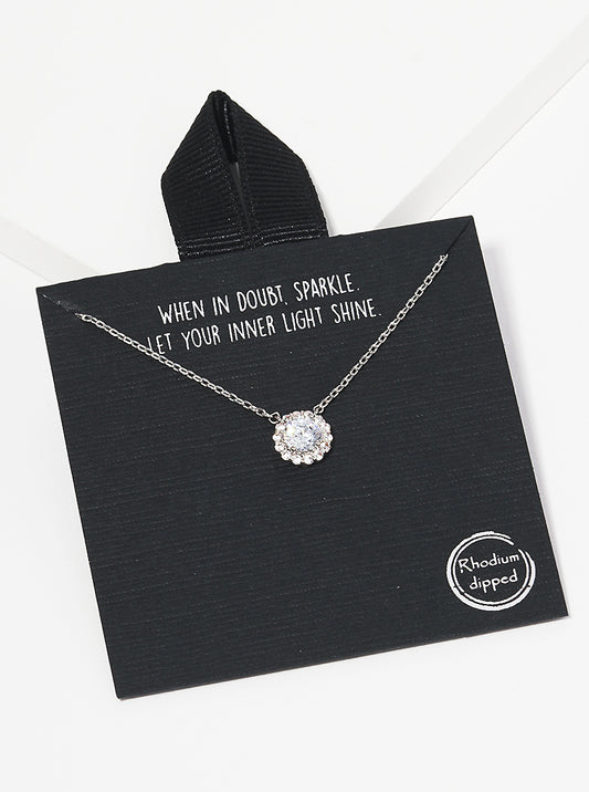 Gold Dipped Cubic Zirconia Pave Pendant Delicate Necklace rhodium-Crystal