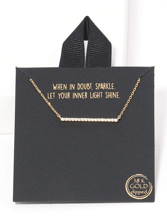 Rhodium Dipped Cubic Zirconia Bar Pendant Delicate Necklace Gold-Crystal