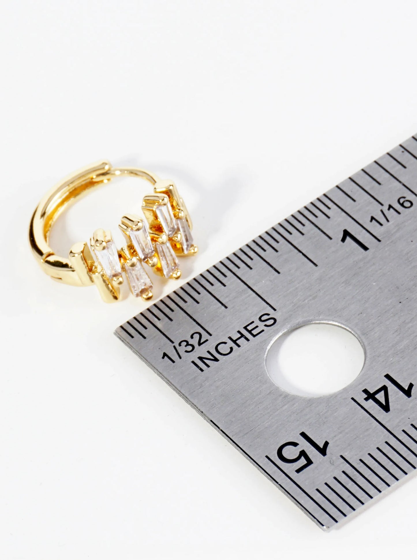 Zigzag CZ Accent 14K Gold Dipped 15mm Huggie Earrings