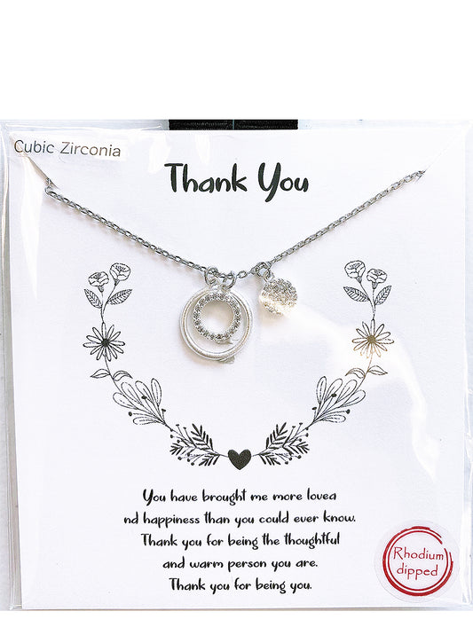 CZ 18K GOLD DIPPED BRASS MULTI ROUND PENDANT DELICATE NECKLACE MATTE SILVER-CRYSTAL