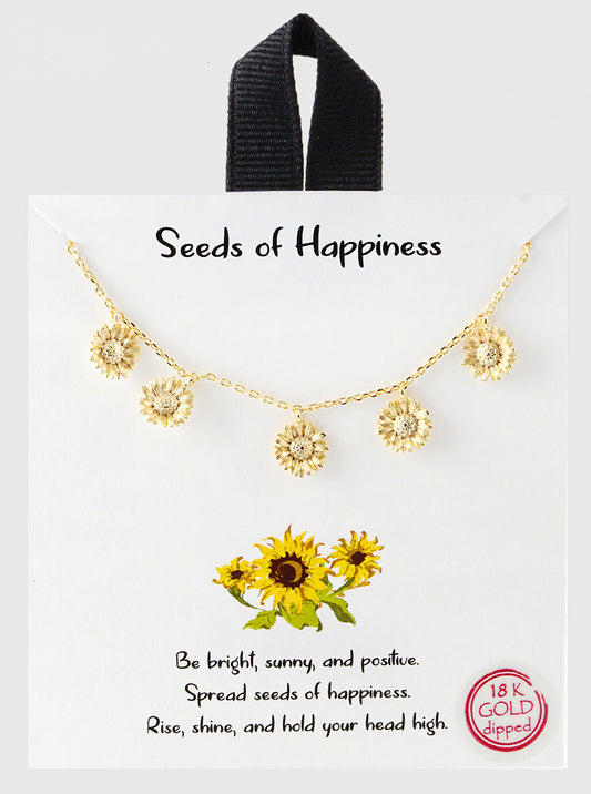 WHITEGOLD DIPPED FIVE SUNFLOWER PENDANT NECKLACE Gold