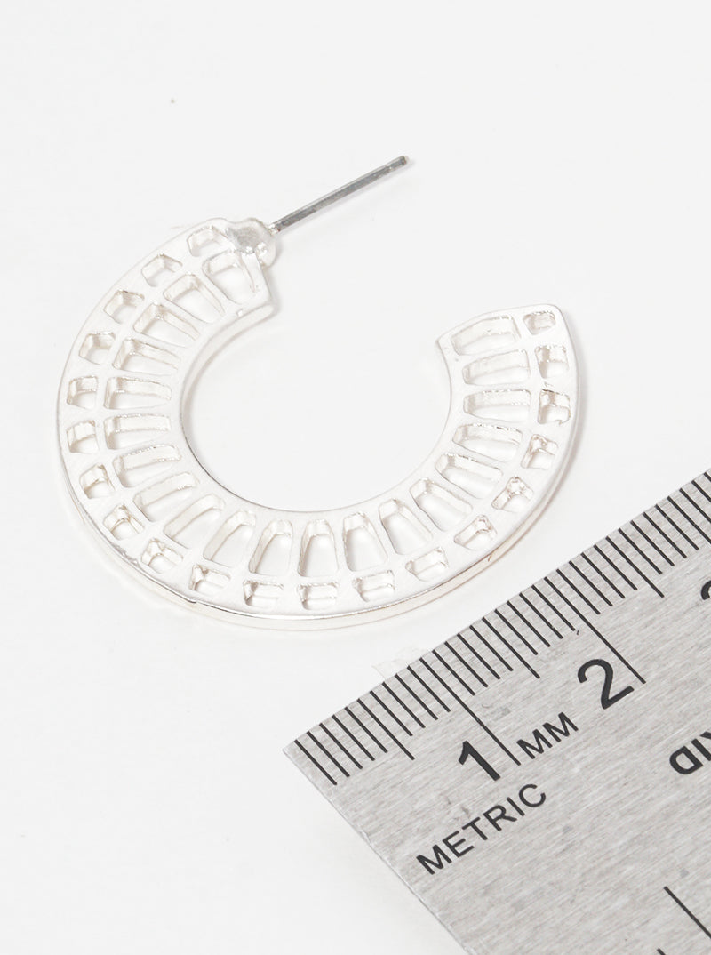 Tri Hexagon Metal Drop Earrings