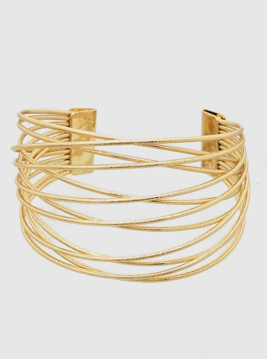 MULTI STRANDS OPEN CUFF BANGLE BRACELETS GOLD